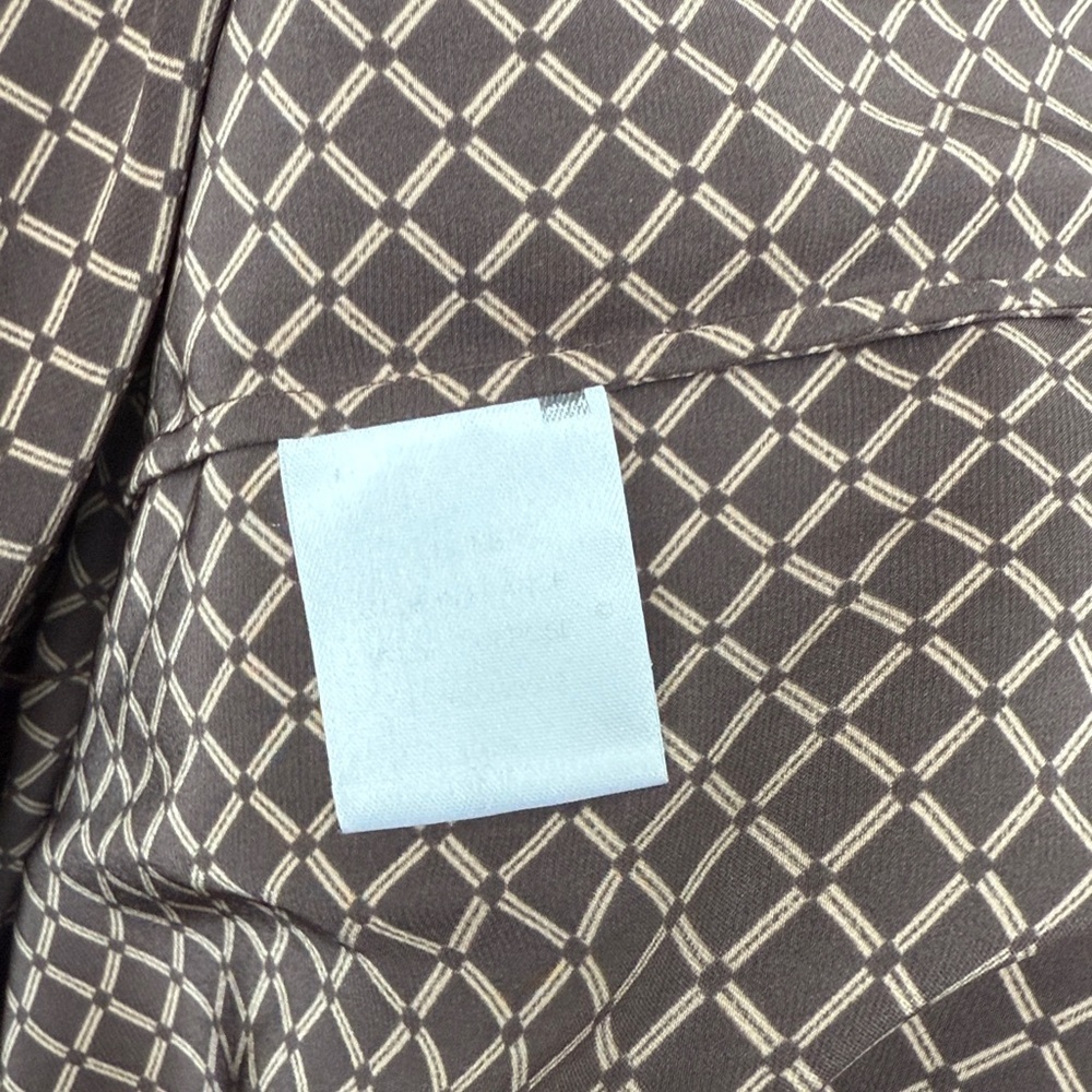 Vintage Celine Silk Tan Brown Patterned Button Down Shirt, Size 42 , US 10 - Picture 12 of 16